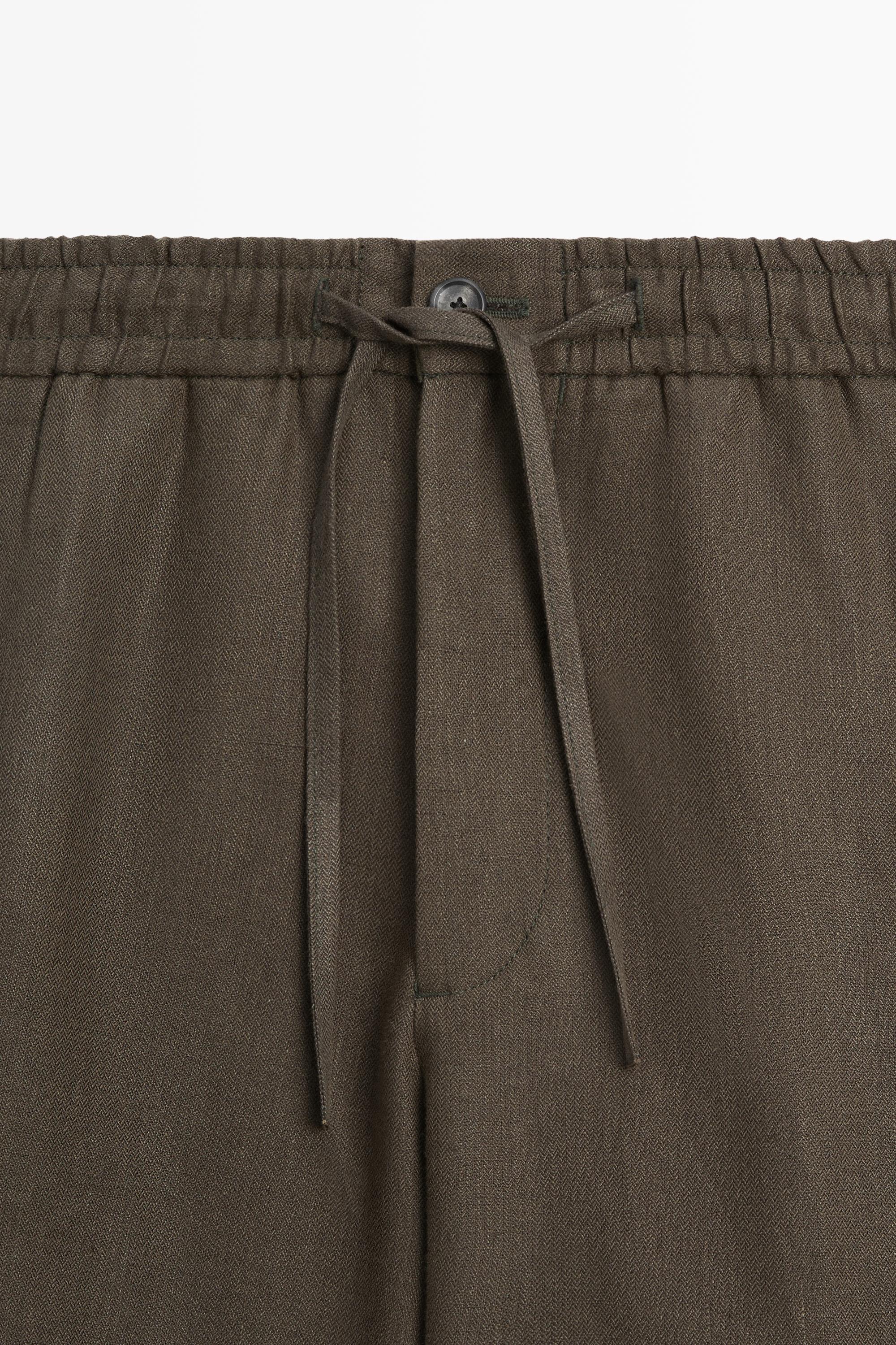 100% linen trousers with herringbone detail